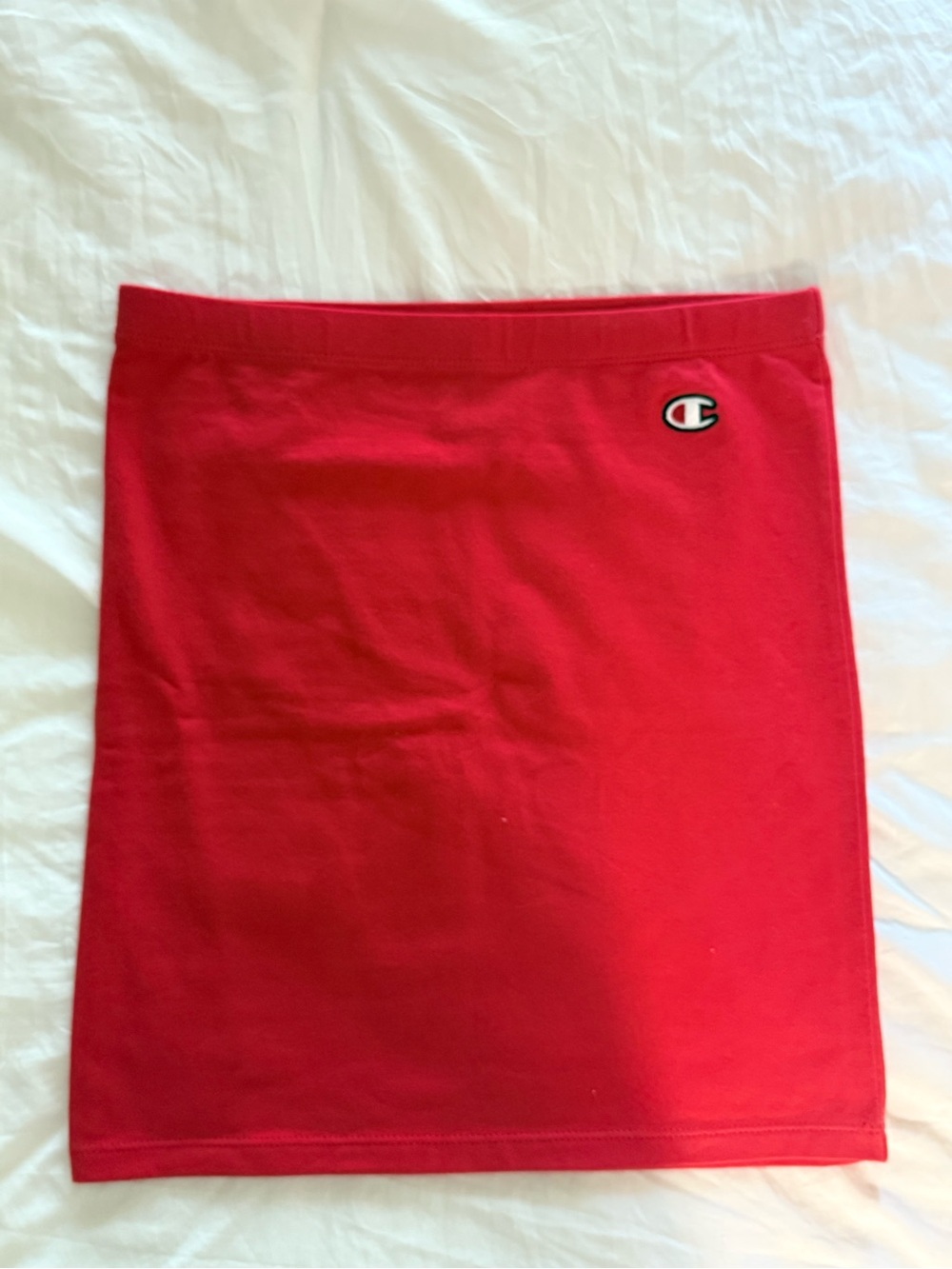 Champion Red Mini Skirt with Logo Patch
